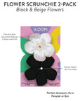 Black & Beige Flower Scrunchie 2-Pack