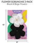 Black & Beige Flower Scrunchie 2-Pack