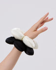 Black & Beige Flower Scrunchie 2-Pack