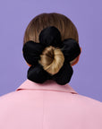 Black & Beige Flower Scrunchie 2-Pack